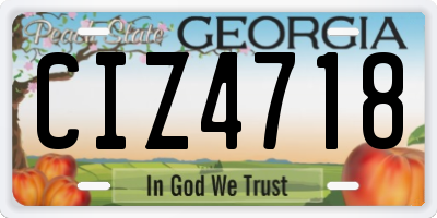 GA license plate CIZ4718