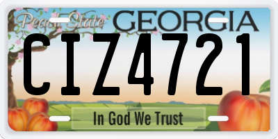 GA license plate CIZ4721