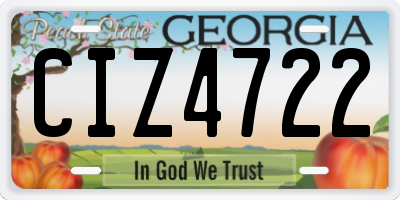 GA license plate CIZ4722