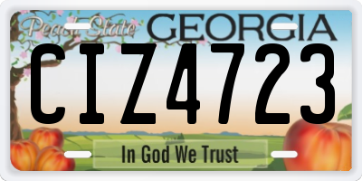 GA license plate CIZ4723