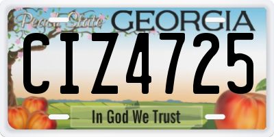 GA license plate CIZ4725
