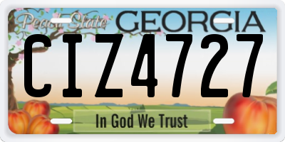 GA license plate CIZ4727