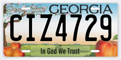 GA license plate CIZ4729