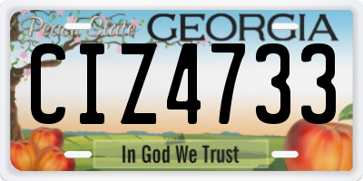 GA license plate CIZ4733