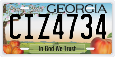 GA license plate CIZ4734