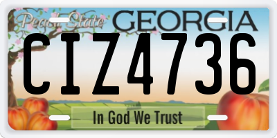 GA license plate CIZ4736