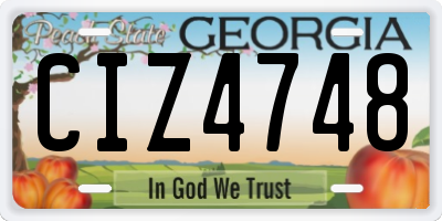 GA license plate CIZ4748