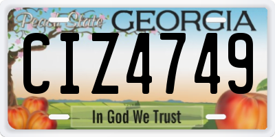 GA license plate CIZ4749