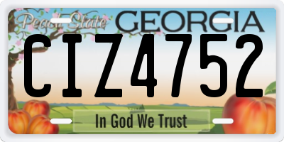 GA license plate CIZ4752