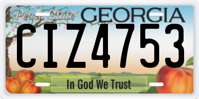 GA license plate CIZ4753