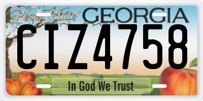 GA license plate CIZ4758
