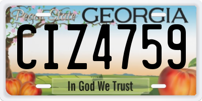 GA license plate CIZ4759