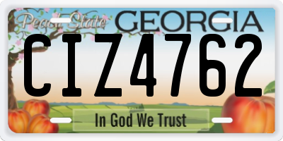 GA license plate CIZ4762