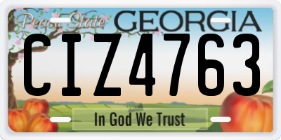 GA license plate CIZ4763