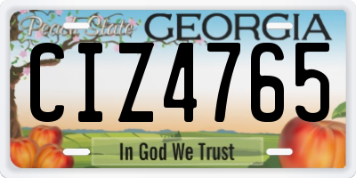 GA license plate CIZ4765