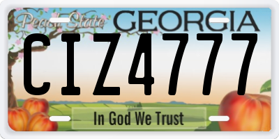 GA license plate CIZ4777