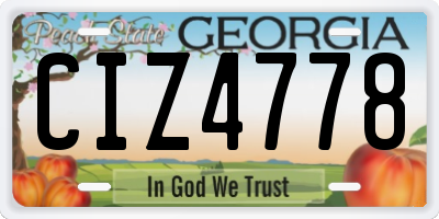 GA license plate CIZ4778