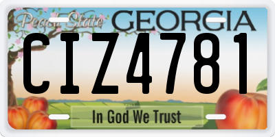 GA license plate CIZ4781