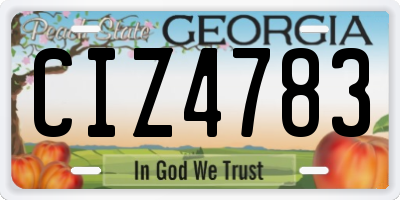 GA license plate CIZ4783