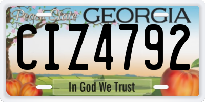 GA license plate CIZ4792