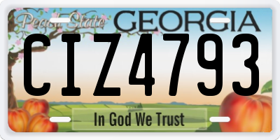 GA license plate CIZ4793