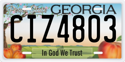 GA license plate CIZ4803
