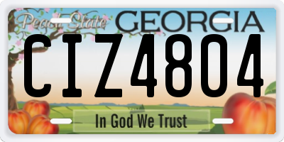GA license plate CIZ4804