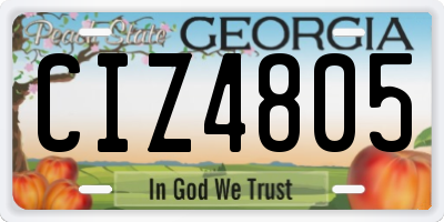GA license plate CIZ4805