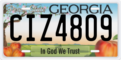 GA license plate CIZ4809