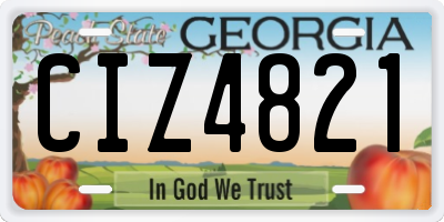 GA license plate CIZ4821
