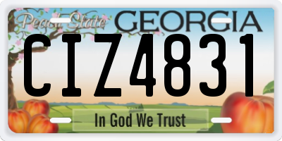 GA license plate CIZ4831