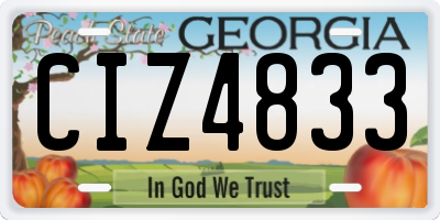 GA license plate CIZ4833