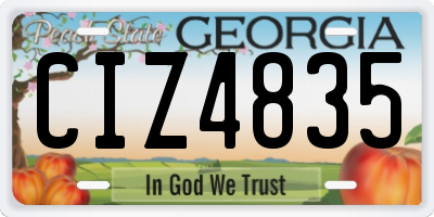 GA license plate CIZ4835