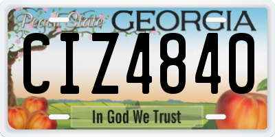 GA license plate CIZ4840