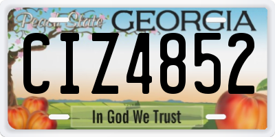 GA license plate CIZ4852