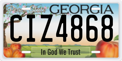 GA license plate CIZ4868
