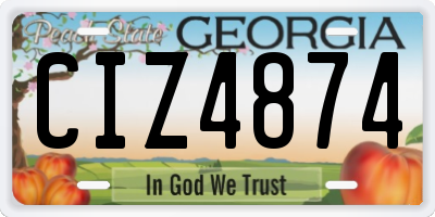 GA license plate CIZ4874