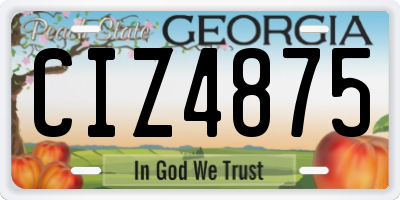 GA license plate CIZ4875