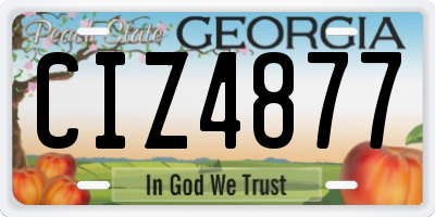 GA license plate CIZ4877
