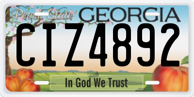 GA license plate CIZ4892