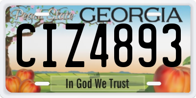 GA license plate CIZ4893