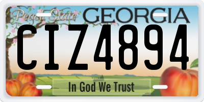 GA license plate CIZ4894