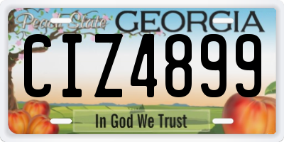 GA license plate CIZ4899