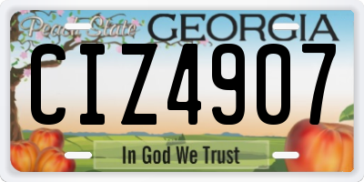 GA license plate CIZ4907
