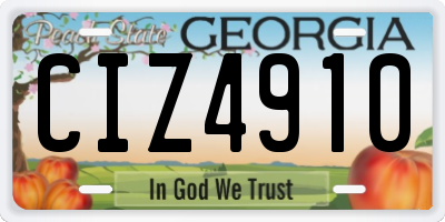 GA license plate CIZ4910