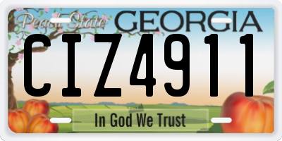 GA license plate CIZ4911