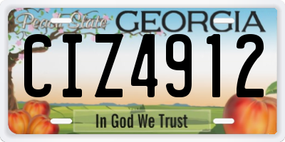 GA license plate CIZ4912
