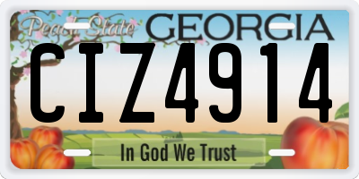 GA license plate CIZ4914