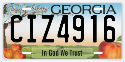 GA license plate CIZ4916