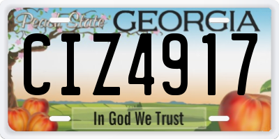 GA license plate CIZ4917